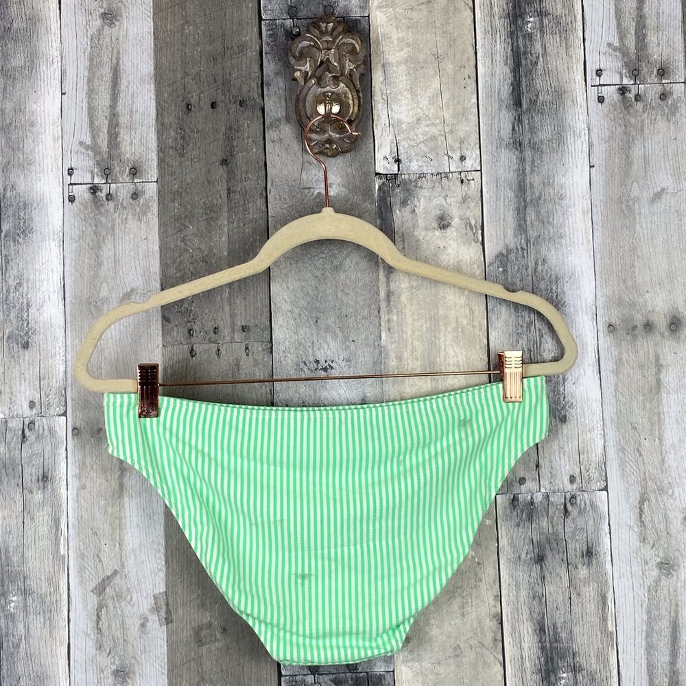 Aerie Green Seersucker Stripe Cheeky Bottom Large - Picture 3 of 13